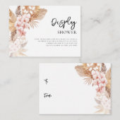 Pampas Grass Roze Bloemen Bruids Display Douche Informatiekaartje (Voorkant / Achterkant)