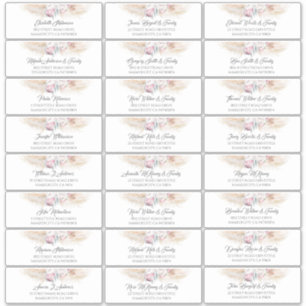 Pampas Grass Roze Bloemen Gastennaam Adresetikette Sticker