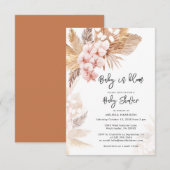 Pampas Grass Roze Bloemen Meisje Baby shower Kaart (Voorkant / Achterkant)