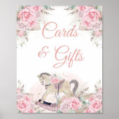 Pampas Grass Roze Bloemen Rocking Horse Kaarten Ge Poster (Voorkant)