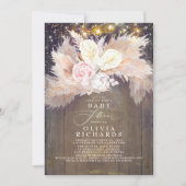 Pampas Grass Roze Bloemen Rustiek Baby shower Kaart (Voorkant)