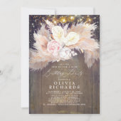 Pampas Grass Roze Bloemen Rustieke Verjaardag Kaart (Voorkant)