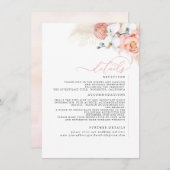 Pampas Grass Roze Blush Bruiloft Details Informatiekaartje (Voorkant / Achterkant)