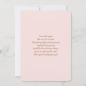 Pampas Grass Roze Boho Chic Baby shower Meisje Kaart (Achterkant)