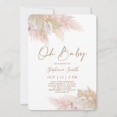 Pampas Grass Roze Boho Chic Baby shower Meisje Kaart (Voorkant)