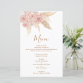 Pampas Grass roze Boho Chic-menukaart (Staand voorkant)