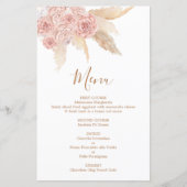 Pampas Grass roze Boho Chic-menukaart (Voorkant)