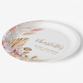 Pampas Grass Roze Bruin Bloemen | BABY SHOWER Papieren Bordje (Gekanteld)