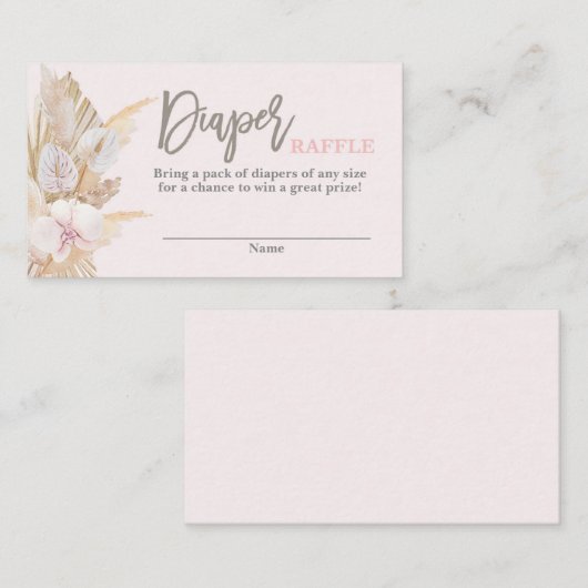 Pampas Grass roze Diaper Raffle Informatiekaartje (Voorkant / Achterkant)