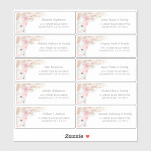 Pampas Grass Roze Gast Namen Adresetiketten Sticker