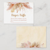 Pampas Grass Roze Goud Bloemen Baby Luier Raffle Informatiekaartje (Voorkant / Achterkant)
