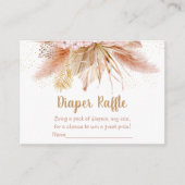 Pampas Grass Roze Goud Bloemen Baby Luier Raffle Informatiekaartje (Voorkant)