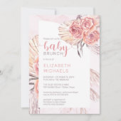 Pampas Grass |Roze Rose Blooms Girl Baby Brunch Kaart (Voorkant)