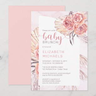 Pampas Grass  Roze Rose Blooms Girl Baby Brunch Kaart
