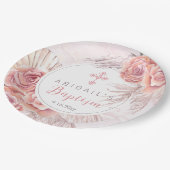 Pampas Grass |Roze Rose Blooms Girl Baptisme Papieren Bordje (Gekanteld)