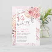 Pampas Grass |Roze Rose Blooms Sweet 16 Party Kaart (Staand voorkant)