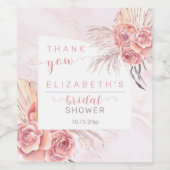 Pampas Grass | Roze Vrijgezellenfeest Rozen Dank u Wijn Etiket (Enkel label)