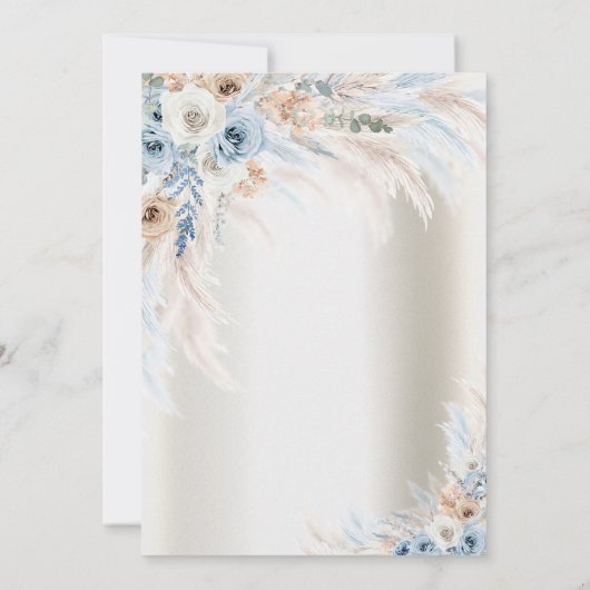 Pampas Grass Rozen Ivoor Bat Mitzvah Kaart (Achterkant)