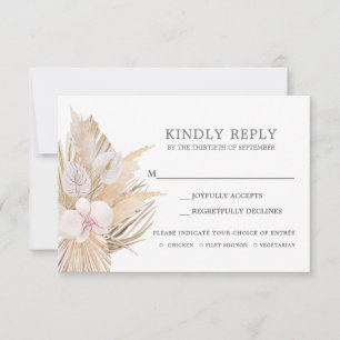Pampas Grass RSVP bruiloft insert kaart