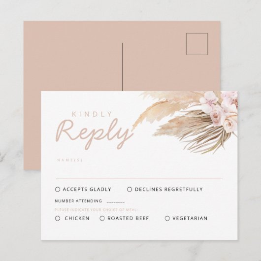 Pampas Grass RSVP-kaarten Briefkaart (Voorkant / Achterkant)