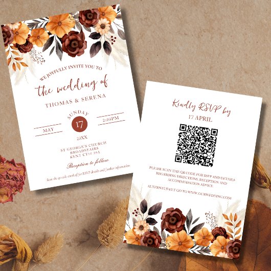 Pampas Grass Rust Herfst QR Code Alles In Een Brui Kaart