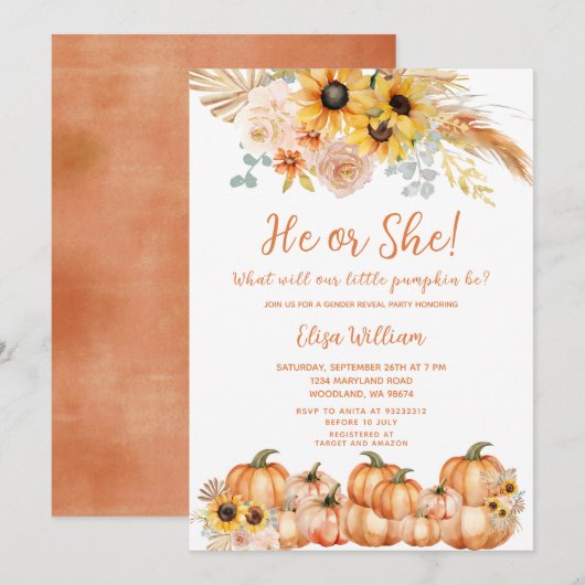 Pampas Grass Rust Sinaasappel Pompoen Geslacht Ont Kaart (Voorkant / Achterkant)