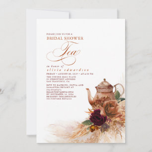 Pampas Grass Rust Terracotta Vrijgezellenfeest Tea Kaart