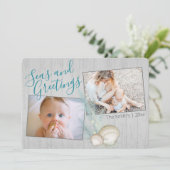 Pampas Grass Rustic Beach Holiday Foto Feestdagenkaart (Staand voorkant)