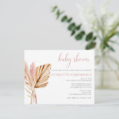 Pampas Grass Rustic Boho Floral Baby shower Kaart (Staand voorkant)