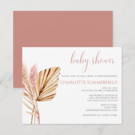 Pampas Grass Rustic Boho Floral Baby shower Kaart