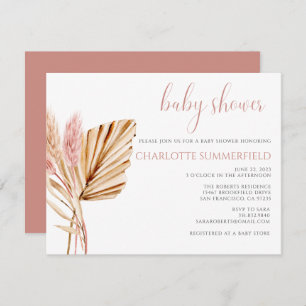 Pampas Grass Rustic Boho Floral Baby shower Kaart