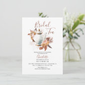 Pampas Grass Rustic Terracotta Bridal Tea Kaart (Staand voorkant)