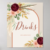 Pampas Grass Rustieke Westerne Drinken Stationsbor Poster (Voorkant)