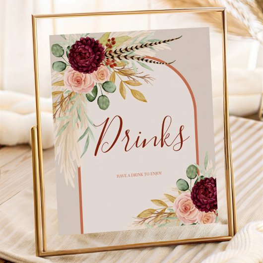Pampas Grass Rustieke Westerne Drinken Stationsbor Poster