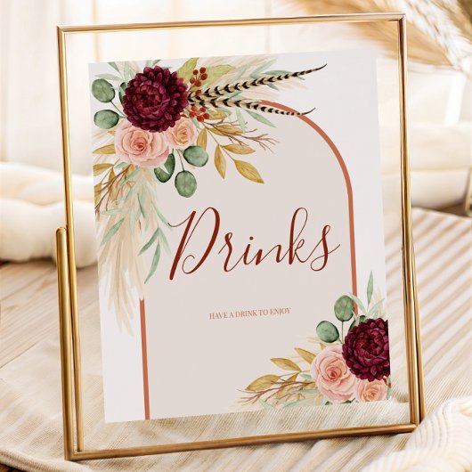 Pampas Grass Rustieke Westerne Drinken Stationsbor Poster