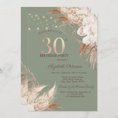 Pampas Grass Sage Green 30th Birthday Kaart (Voorkant / Achterkant)