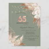Pampas Grass Sage Green 65th Birthday Kaart (Voorkant / Achterkant)