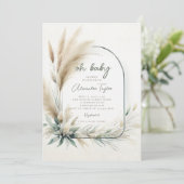 Pampas Grass Sage Green Arch Neutraal Baby shower Kaart (Staand voorkant)