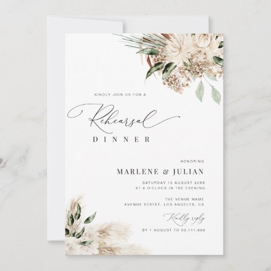 Pampas Grass Sage Green repetitie diner Kaart (Voorkant)