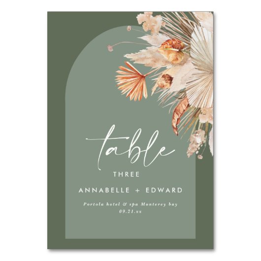 Pampas Grass Sage Green Rust Bohemian Modern Kaart (Achterkant)