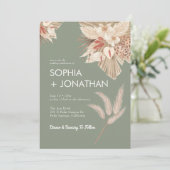 Pampas Grass Sage Green Wedding Modern Chic Kaart (Staand voorkant)