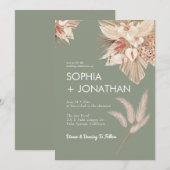 Pampas Grass Sage Green Wedding Modern Chic Kaart (Voorkant / Achterkant)