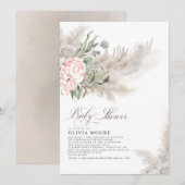 Pampas Grass Sage Greenery Floral Boho Baby shower Kaart (Voorkant / Achterkant)