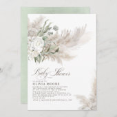 Pampas Grass Sage Greenery Floral Boho Baby shower Kaart (Voorkant / Achterkant)
