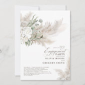 Pampas Grass Sage Greenery Floral Engagement Party Kaart (Voorkant)