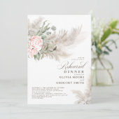 Pampas Grass Sage Greenery Floral Rehearsal Dinner Kaart (Staand voorkant)