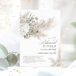 Pampas Grass Sage Greenery Floral Rehearsal Dinner Kaart<br><div class="desc">Pampasgras,  witte bloemen en groene groene zonnige repetities</div>