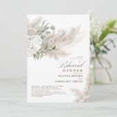 Pampas Grass Sage Greenery Floral Rehearsal Dinner Kaart (Staand voorkant)