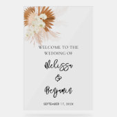 Pampas Grass Script Bloemen bruiloft Acryl Bord (Voorkant)