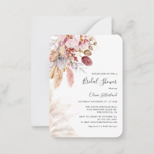 Pampas Grass Script Chic Bruids Douche Uitnodiging